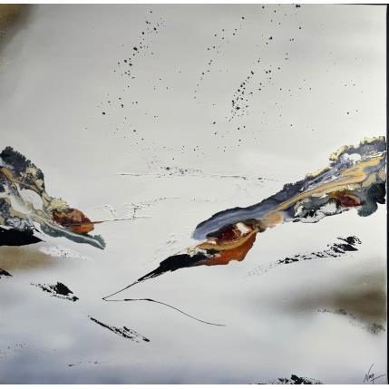 Peinture Golden White par Naen | Tableau Abstrait Acrylique, Encre