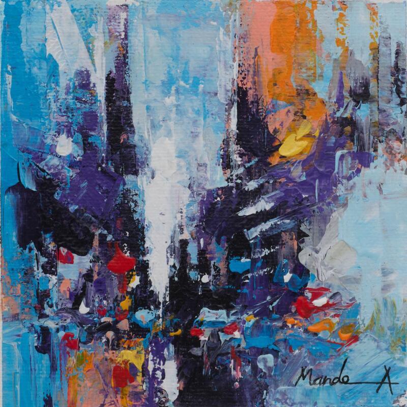 Peinture Covered in rain par Mande | Tableau Abstrait Urbain Architecture Acrylique