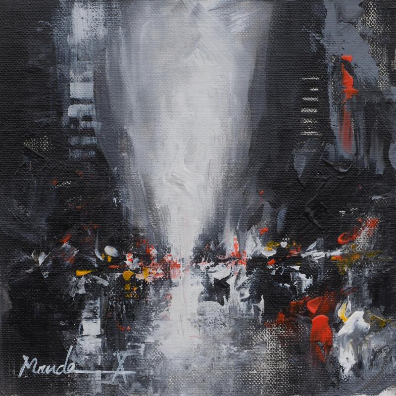 Painting Light at Every Corner by Mande | Painting Impressionism Urban Architecture Black & White Acrylic