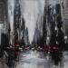 Peinture Into the Mist par Mande | Tableau Abstrait Urbain Architecture Noir & blanc Acrylique