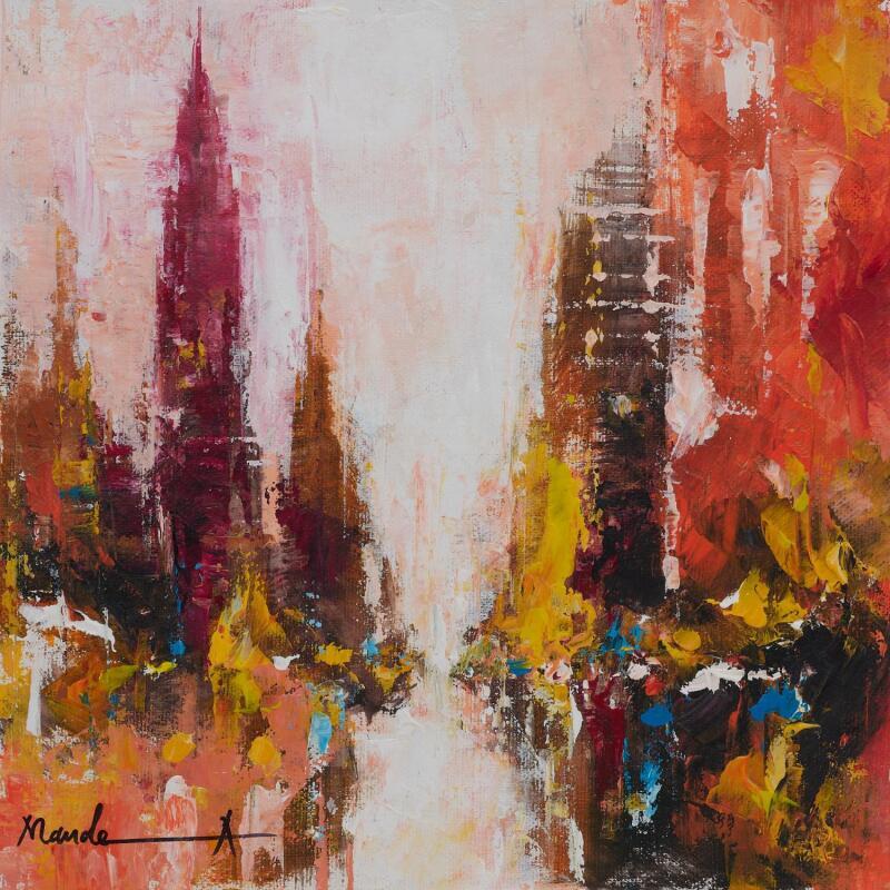 Painting The Street Remembers by Mande | Painting Abstract Urban Architecture Acrylic