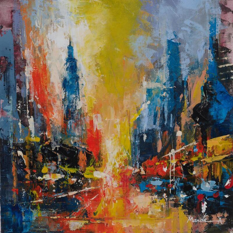 Peinture Last sunset par Mande | Tableau Abstrait Urbain Architecture Acrylique