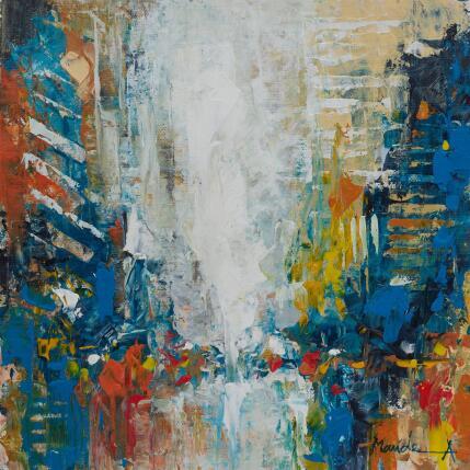 Painting Klaiting on Yellow by Mande | Painting Abstract Acrylic Architecture, Urban