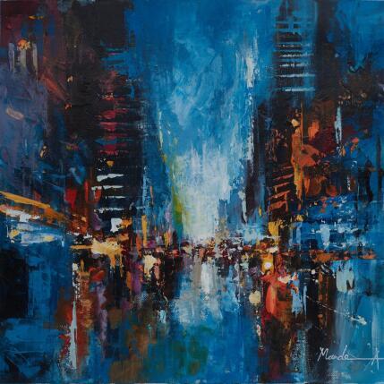 Painting After Midnight by Mande | Painting Impressionism Acrylic Architecture, Urban