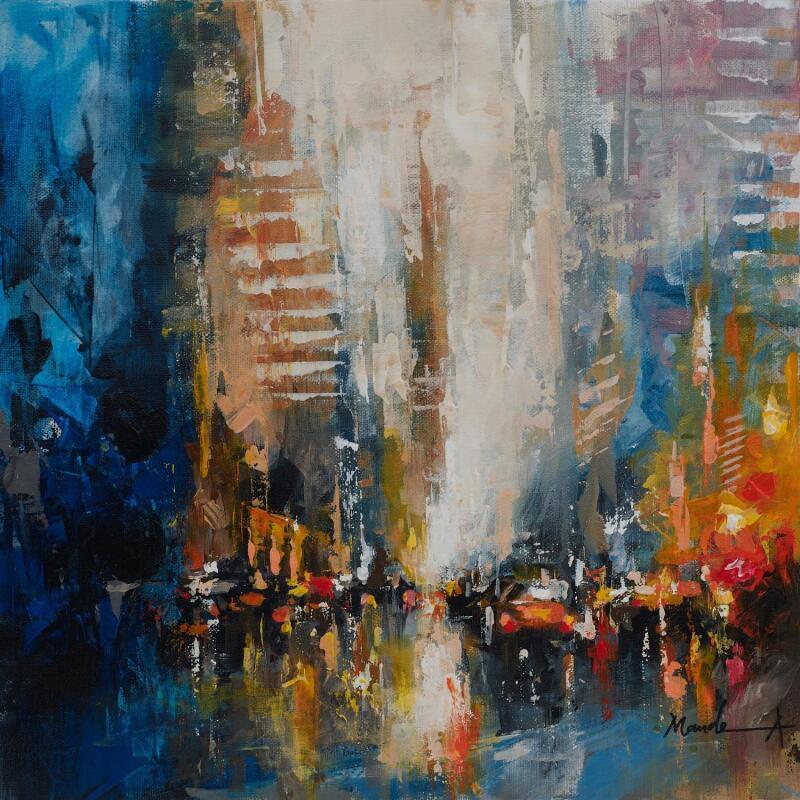 Pintura Over the Grid por Mande | Pintura Abstracto Urbano Arquitectura Acrílico