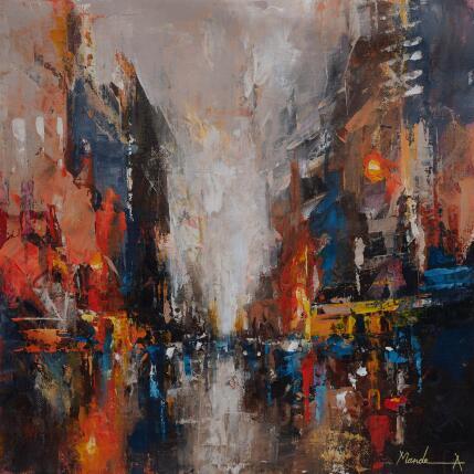Painting Reflected Static by Mande | Painting Impressionism Acrylic Architecture, Urban