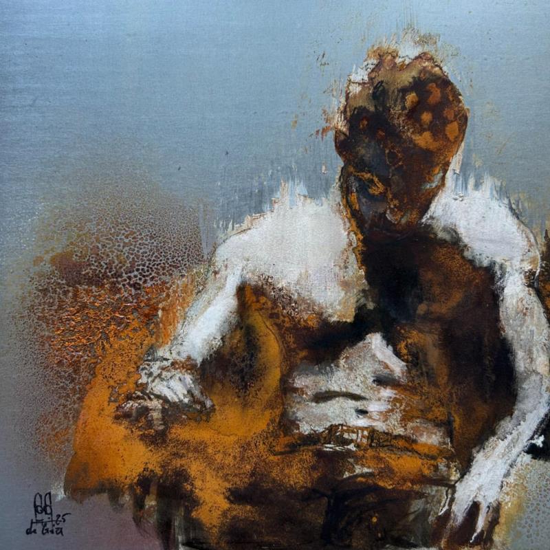 Peinture Stay awake par De Géa Olivier  | Tableau Figuratif Portraits Nu Métal Acrylique Encre Fusain