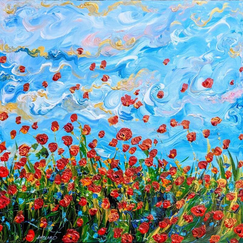 Peinture Joyeuse danse de coquelicots par Amblard Florence | Tableau Impressionnisme Nature Acrylique