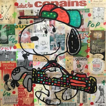 Peinture Snoopy golfeur  par Kikayou | Tableau Pop-art Acrylique, Collage, Graffiti Icones Pop