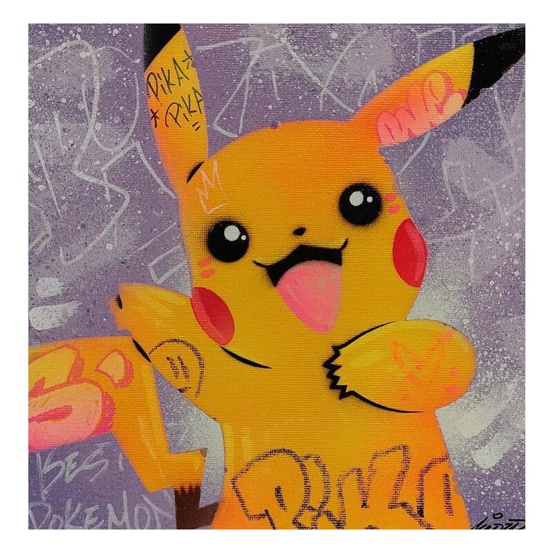 Painting Pikachu by Lemoine Mael | Painting Pop-art Pop icons Graffiti Acrylic