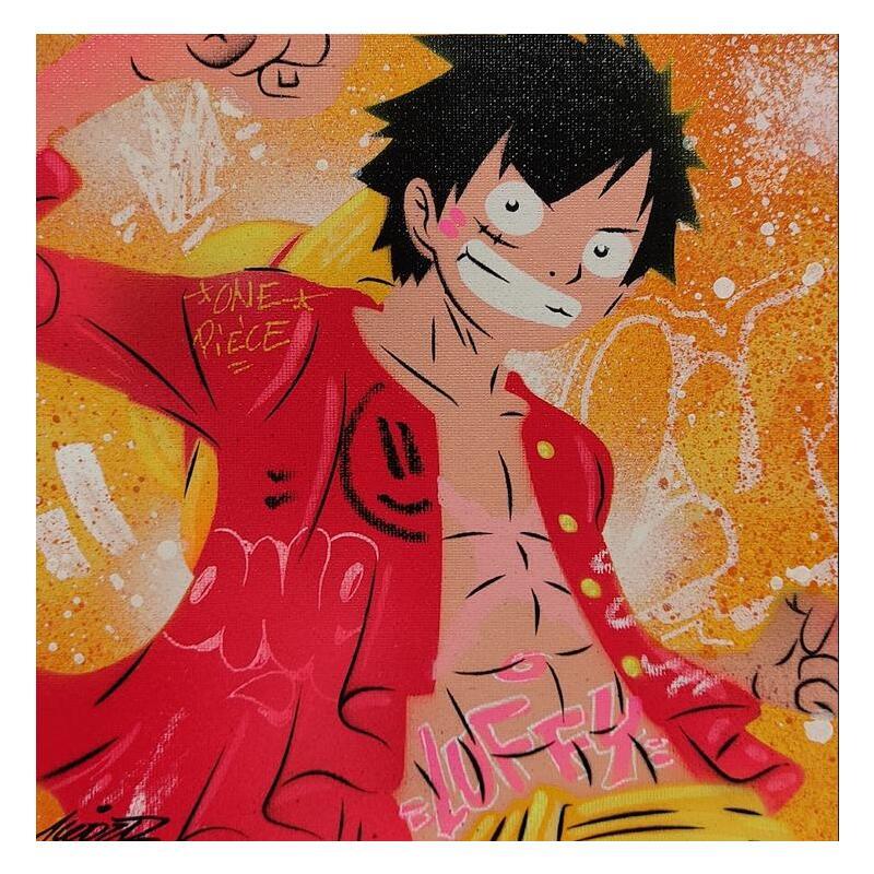 Gemälde Luffy von Lemoine Mael | Gemälde Pop-Art Pop-Ikonen Graffiti Acryl