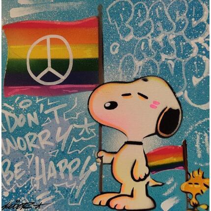 Painting Snoopy Flag by Lemoine Mael | Painting Pop-art Acrylic, Graffiti Pop icons