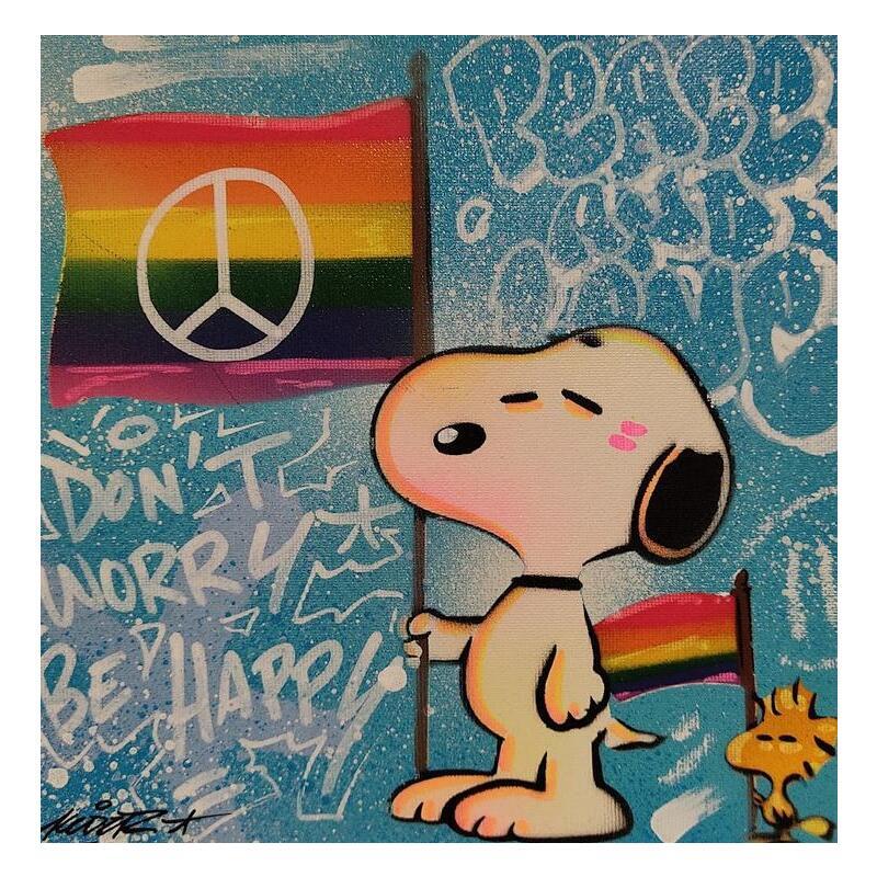 Painting Snoopy Flag by Lemoine Mael | Painting Pop-art Pop icons Graffiti Acrylic