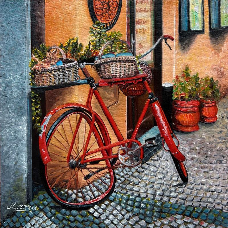 Painting A bicyclette by Moraru Vadim  | Painting Realism Urban Life style Oil