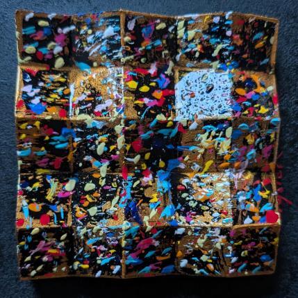 Painting Bc5 touche facette or bleu rouge by Langeron Luc | Painting Subject matter Acrylic, Resin, Wood