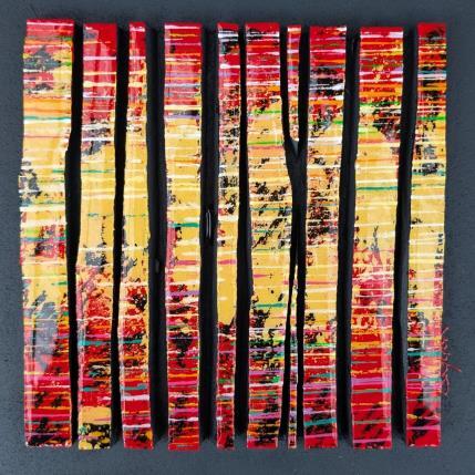 Peinture Bc10 fine street rouge jaune par Langeron Luc | Tableau Matiérisme Acrylique, Bois, Résine