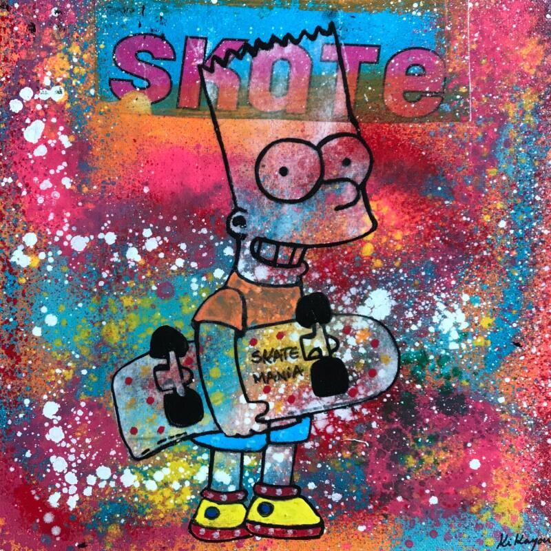 Peinture Bart skate par Kikayou | Tableau Pop-art Icones Pop Graffiti Acrylique Collage