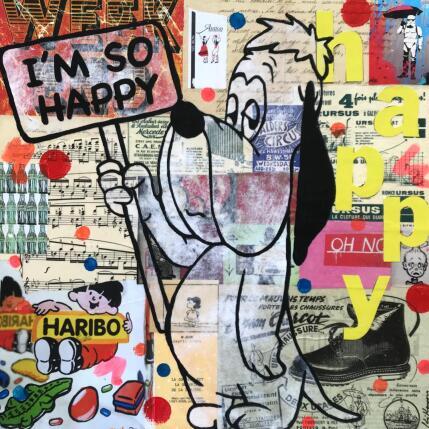 Peinture Droopy I am So happy par Kikayou | Tableau Pop-art Acrylique, Collage, Graffiti Icones Pop