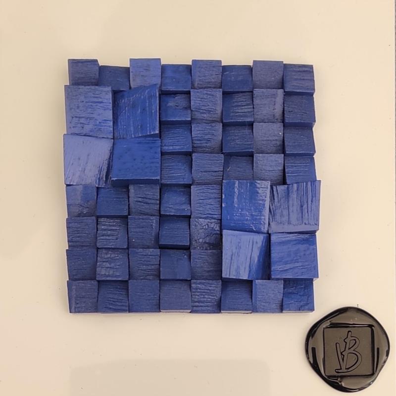 Painting Azur by Bauquel Véronique | Painting Abstract Minimalist Wood Acrylic Gluing