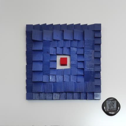 Peinture Blue Sky par Bauquel Véronique | Tableau Abstrait Acrylique, Bois, Collage Minimaliste