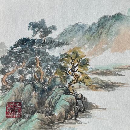 Peinture Lake side par Yu Huan Huan | Tableau Figuratif Aquarelle, Encre Paysages