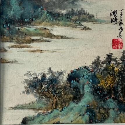Painting Lake side by Yu Huan Huan | Painting Figurative Ink, Watercolor Landscapes, Pop icons