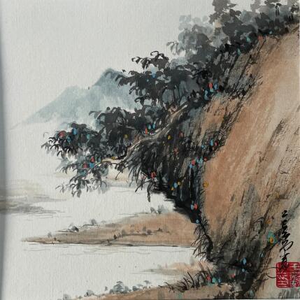 Painting Flying birds by Yu Huan Huan | Painting Figurative Ink, Watercolor Landscapes, Pop icons