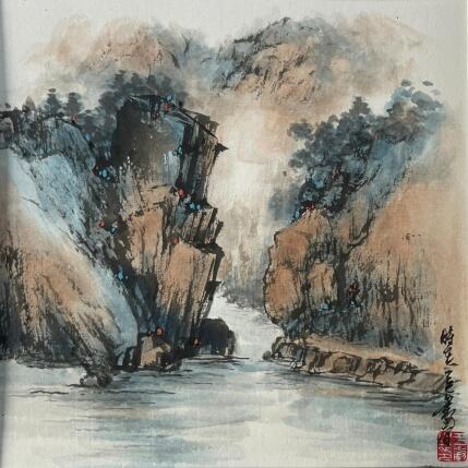 Peinture Mountains par Yu Huan Huan | Tableau Figuratif Aquarelle, Encre Paysages