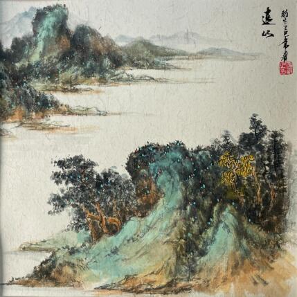 Peinture Distant mountains par Yu Huan Huan | Tableau Figuratif Aquarelle, Encre Paysages