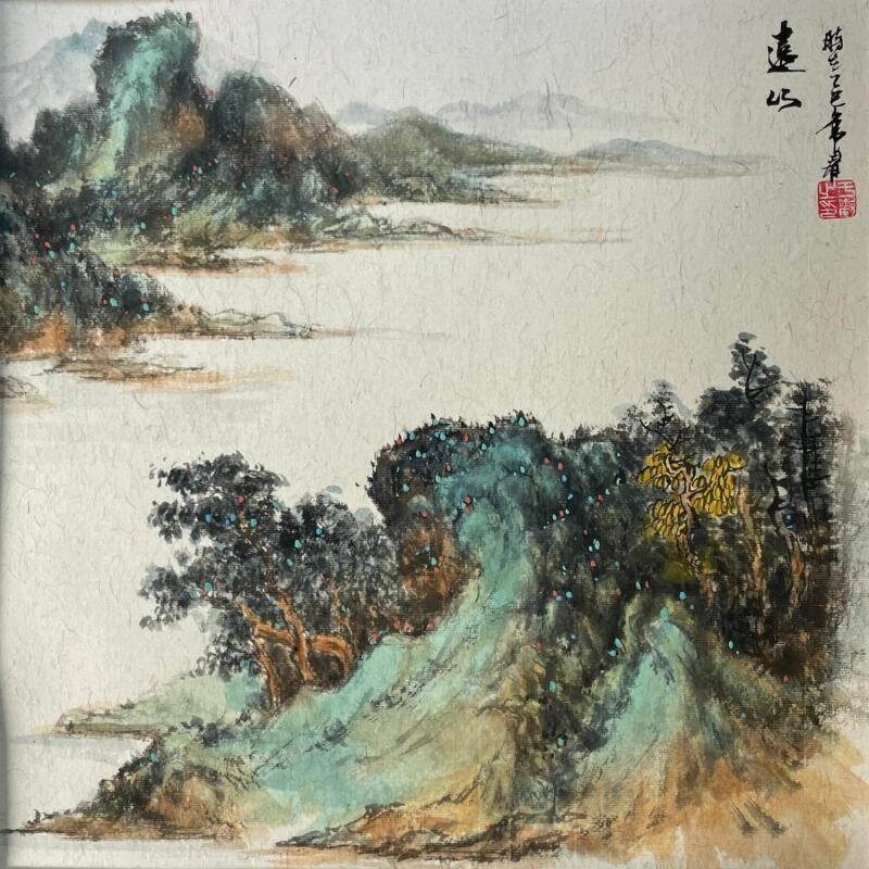 Peinture Distant mountains par Yu Huan Huan | Tableau Figuratif Paysages Aquarelle Encre