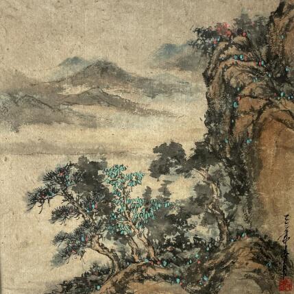 Peinture Lake side par Yu Huan Huan | Tableau Figuratif Aquarelle, Encre Paysages