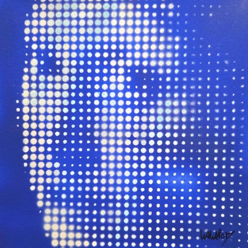 Gemälde Jeune fille à la perle Regard bleu von Wawapod | Gemälde Pop-Art Pop-Ikonen Acryl Posca