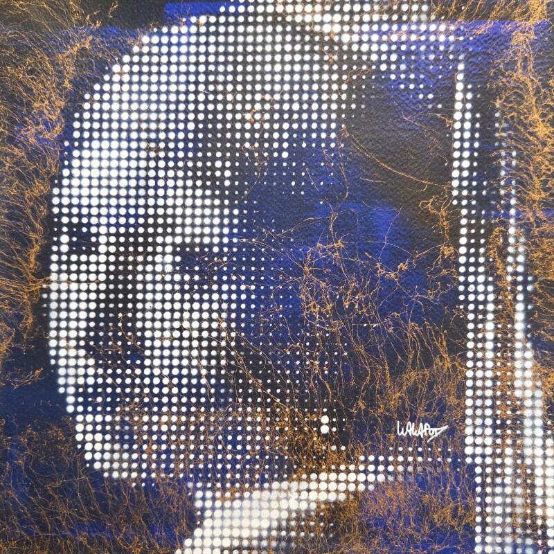 Painting Jeune fille à la perle Bleu et Or by Wawapod | Painting Pop-art Pop icons Graffiti