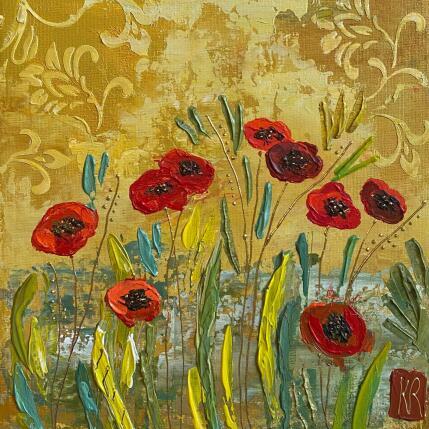 Peinture Poppies 1 par Romanelli Karine | Tableau Figuratif Acrylique, Feuille d'or, Posca Nature