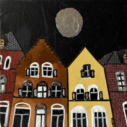 Painting Nuit Blanche by Lovisa | Painting Figurative Acrylic, Gluing, Paper, Posca, Silver leaf, Textile, Upcycling Urban