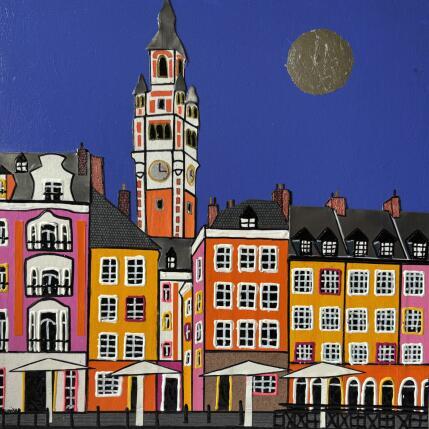 Painting Grand place by Lovisa | Painting Pop-art Acrylic, Gluing, Paper, Silver leaf, Upcycling Urban