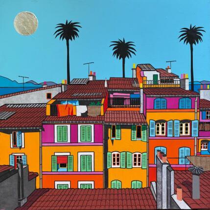 Peinture L'heure de la sieste par Lovisa | Tableau Pop-art Acrylique, Collage, Feuille d'argent, Papier, Pigments, Posca, Textile, Upcycling Urbain