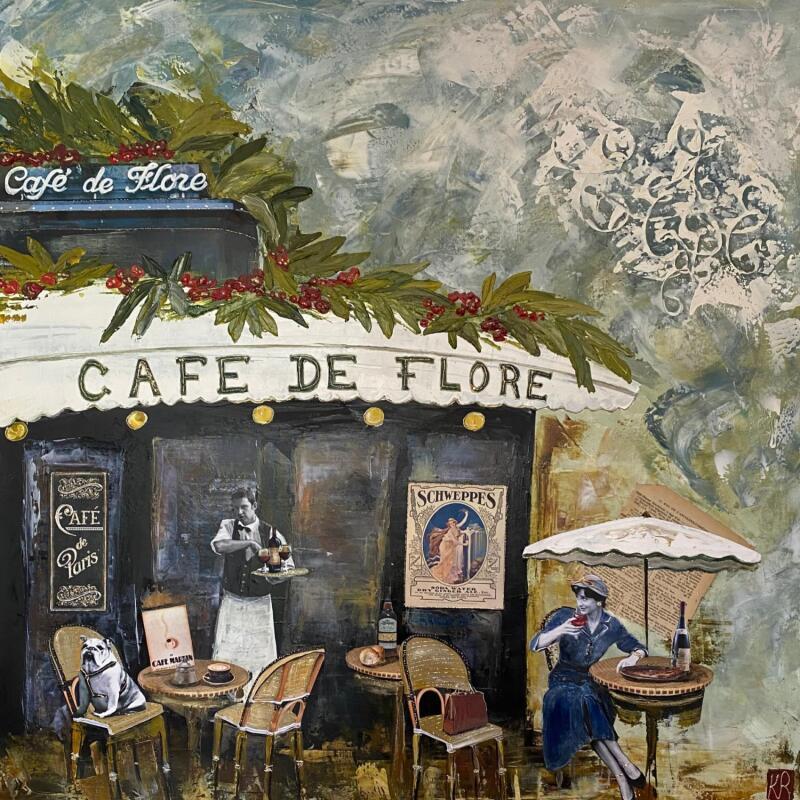 Painting Le Flore  by Romanelli Karine | Painting Figurative Urban Life style Acrylic Gluing Posca Pastel Gold leaf Paper