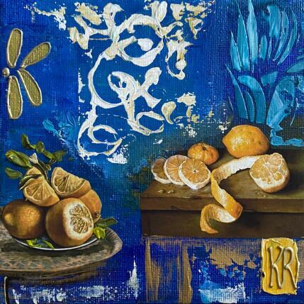 Painting Jus de citron by Romanelli Karine | Painting Figurative Acrylic, Gluing, Paper, Pastel, Posca Still-life