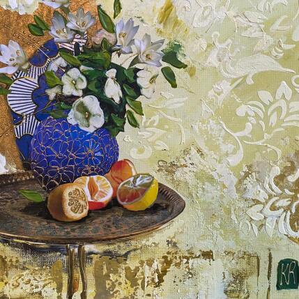 Painting Électrise moi by Romanelli Karine | Painting Figurative Acrylic, Gluing, Gold leaf Nature, Still-life