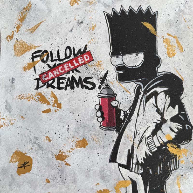 Painting Bart by Caizergues Noël  | Painting Pop-art Pop icons Acrylic Gluing