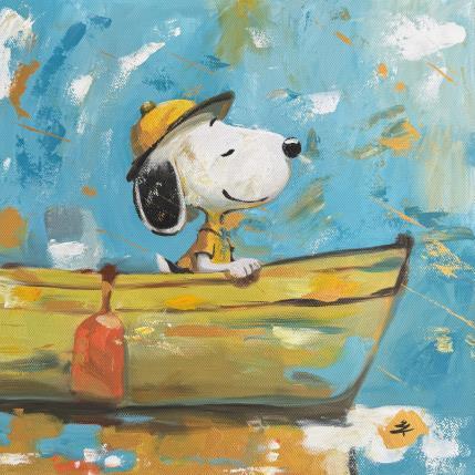 Peinture Snoopy Boat par Caizergues Noël  | Tableau Pop-art Acrylique Icones Pop