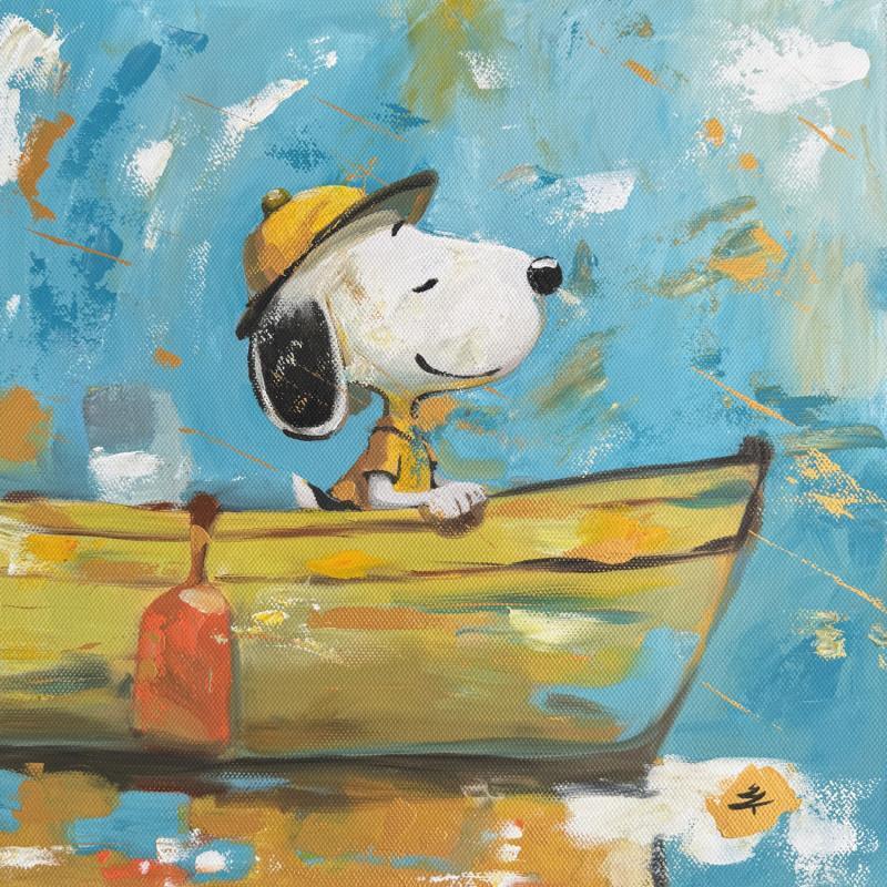 Peinture Snoopy Boat par Caizergues Noël  | Tableau Pop-art Icones Pop Acrylique