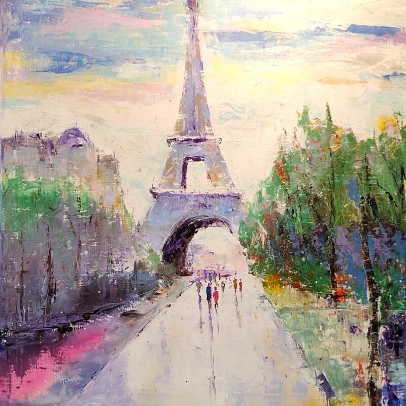 Painting Reflets sous la Tour by Yavru Irfan | Painting Figurative Oil