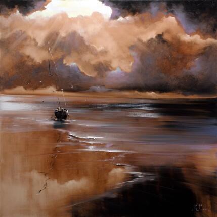 Peinture Through Golden Storms par Bozhena Fuchs | Tableau Réalisme Huile Nature, Paysages