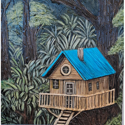 Painting la cachette bleue by Geiry | Painting Subject matter