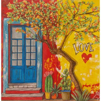 Painting casa del amor by Geiry | Painting Subject matter Marble powder, Pigments Landscapes, Nature