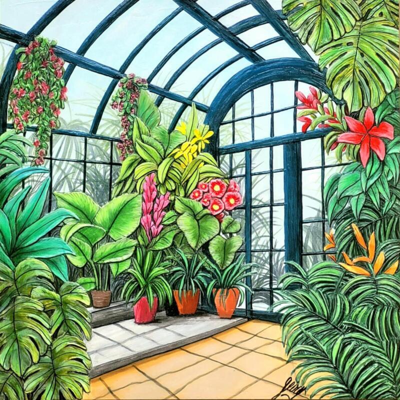 Painting Oasis de lumière  by Geiry | Painting Subject matter Landscapes Nature Pigments Marble powder