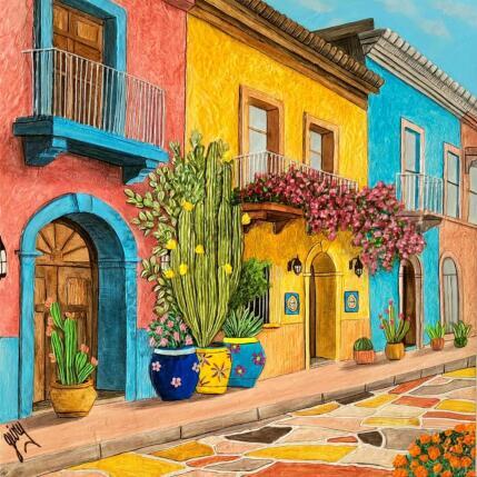 Peinture Pueblo Mexicano  par Geiry | Tableau Matiérisme Acrylique, Pigments Architecture