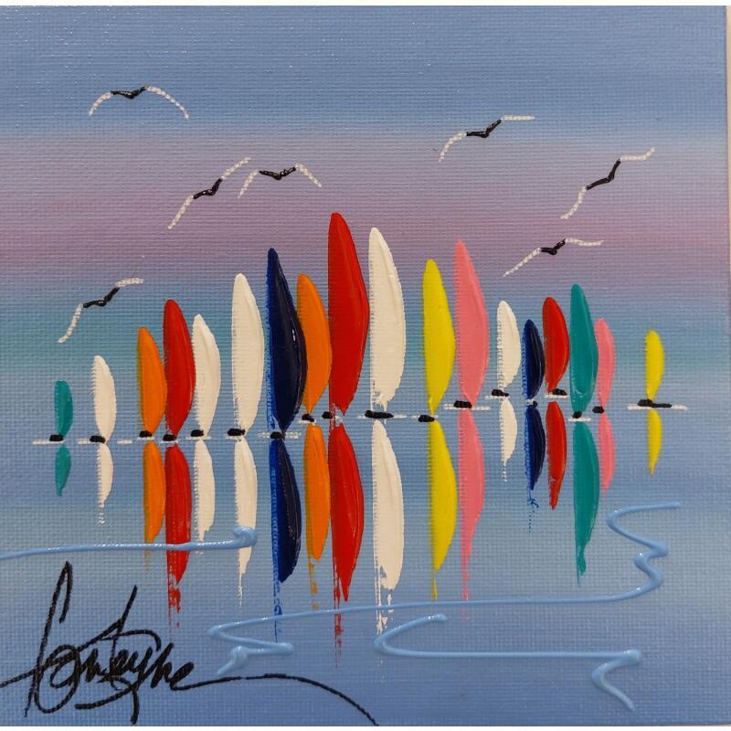 Painting voiliers d'amour by Fonteyne David | Painting Figurative Acrylic